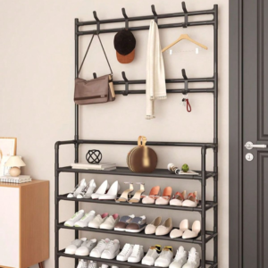 Bharti Welding Works Multi-Tier Shoe Rack with Coat Hanger |